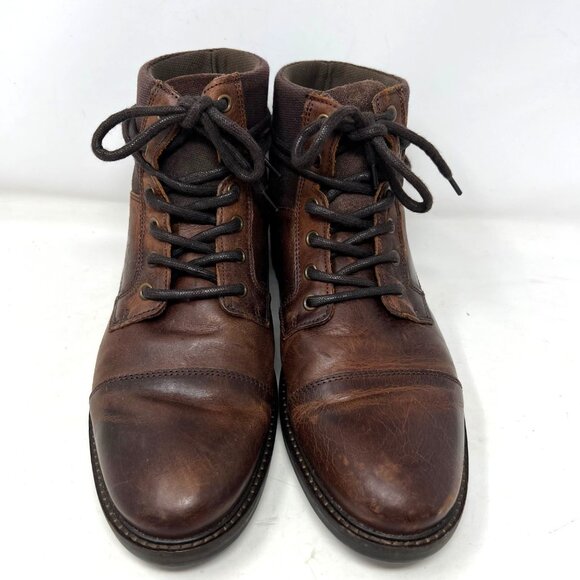 Aldo Mens Brown Leather Lace Up Boot Buckle Accent Wrap Size 11 - Picture 2 of 11